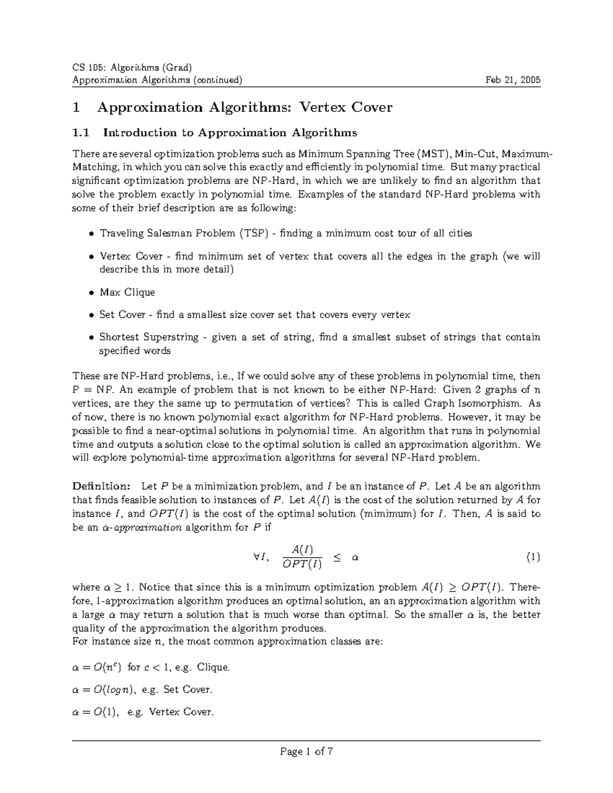 Unit 5 - Approximation Algorithms: Vertex Cover & TSP in Advanced ...