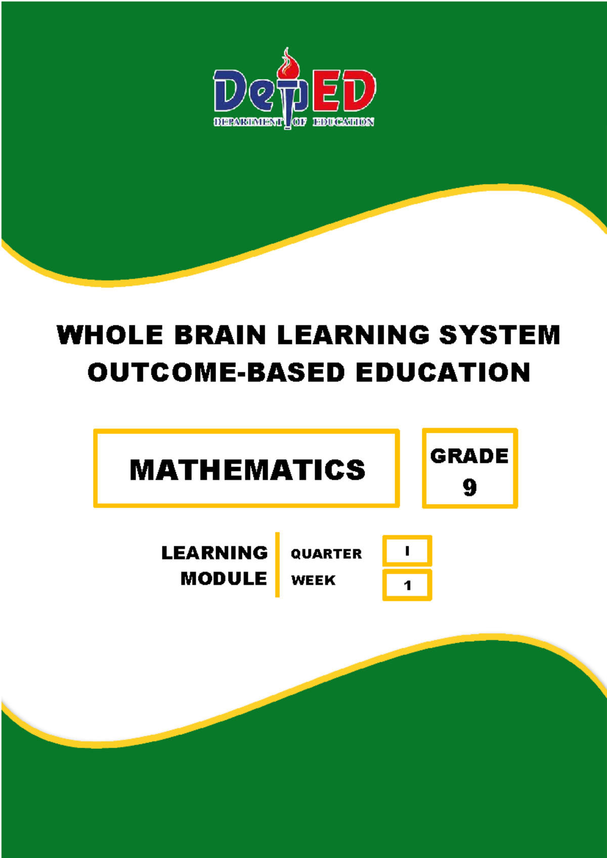 Grade 9 MATH Q1 WEEK 1 Module: Quadratic Equations Overview - Studocu
