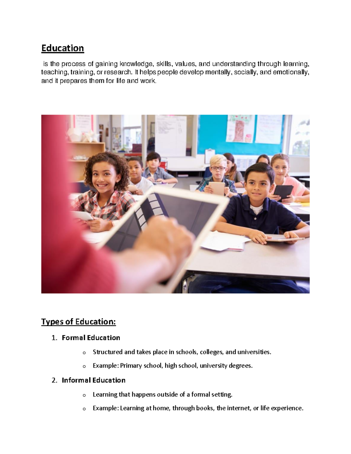 EDU 101: Understanding Types of Education and Their Impact - Studocu