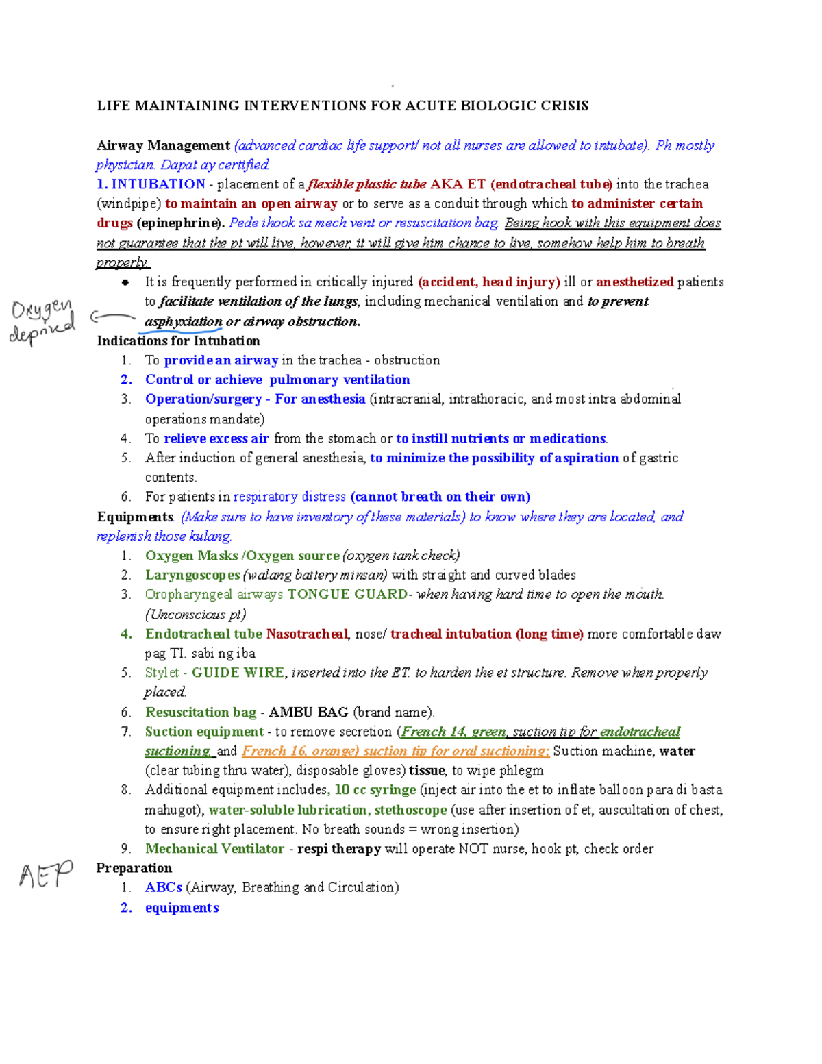 118 - Medsurg Lecture Notes: Life-Saving Interventions & Nursing Care ...