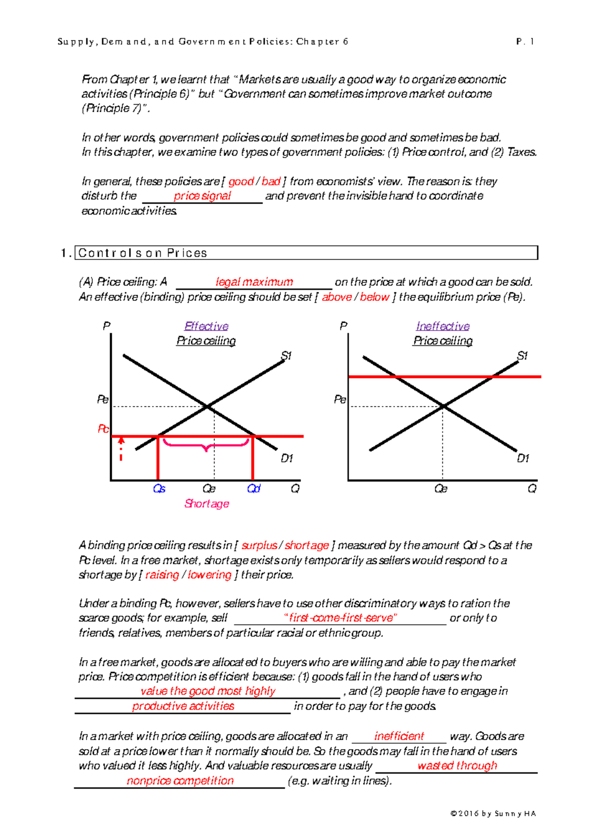 Microeconomics Chapter 6 - Fr om Chapt er 1, w e lear n t t hat “ M ...