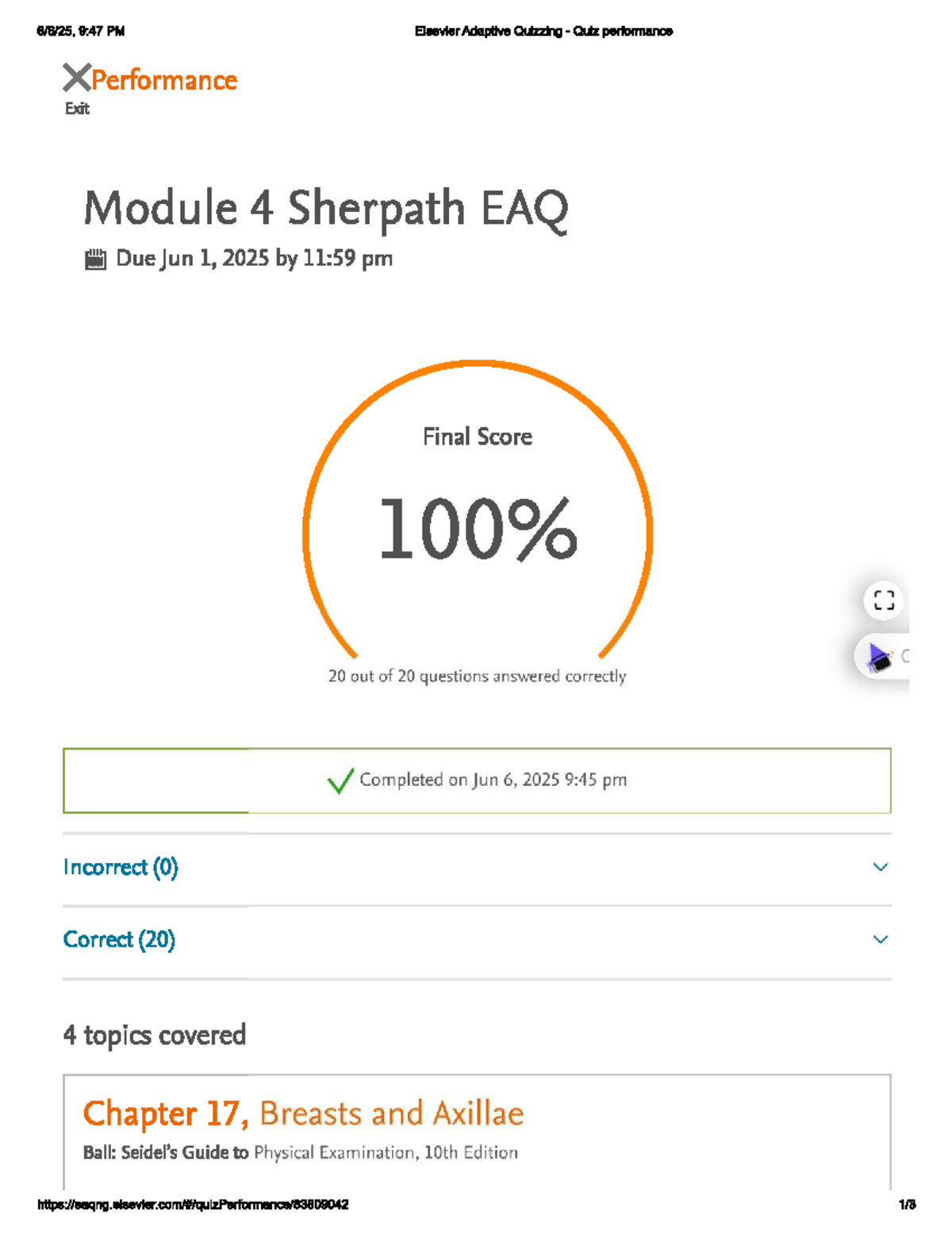 Sherpath Lesson EAQ Module 4: Quiz Performance Overview - Studocu
