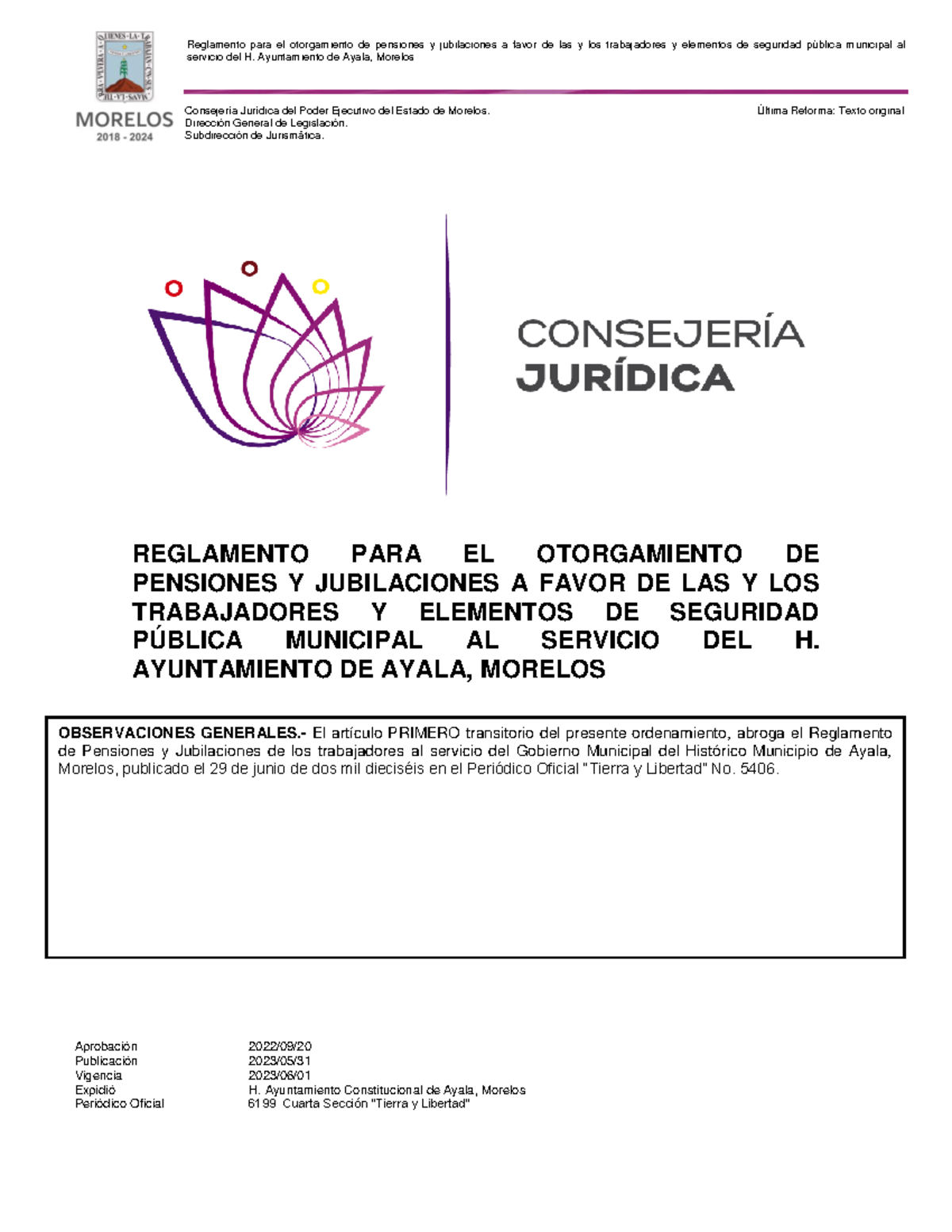 Reglamento de Pensiones y Jubilaciones para Trabajadores del H ...