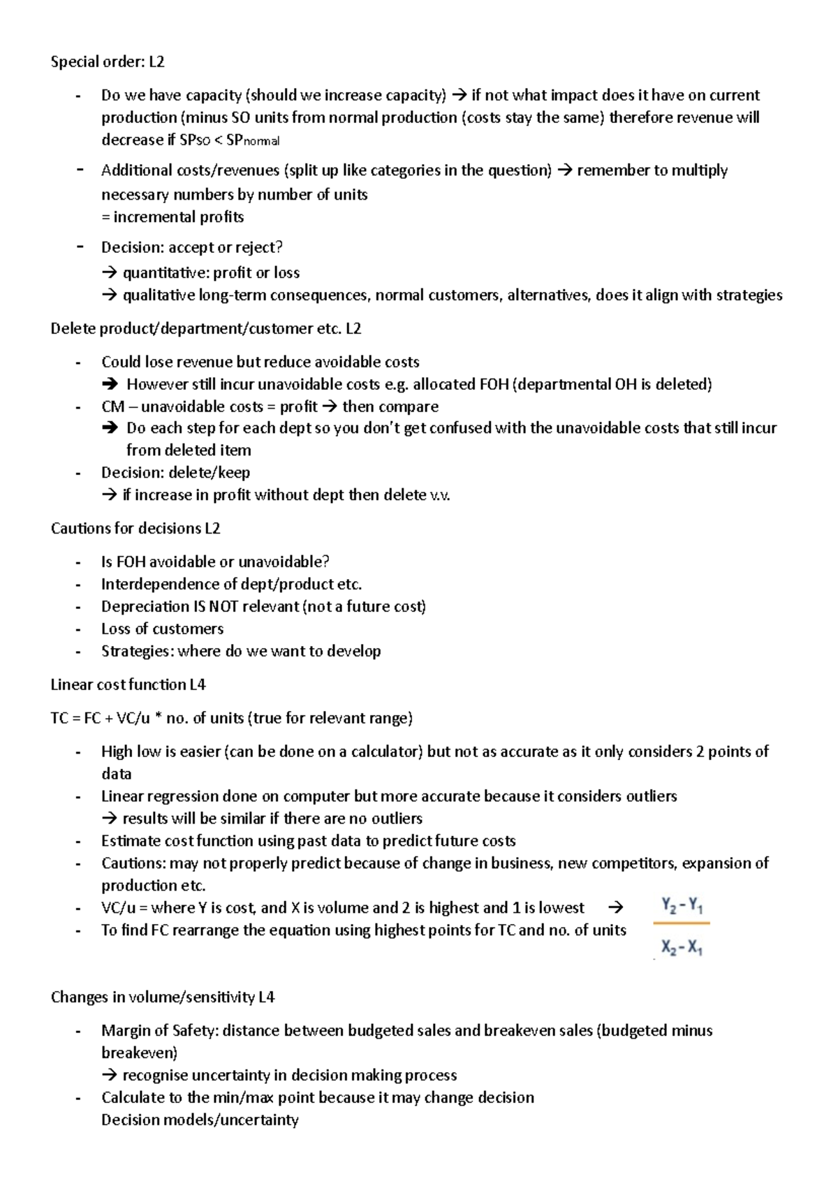 Acct222 Final Exam Revision Notes on Costing and Decision Making - Studocu