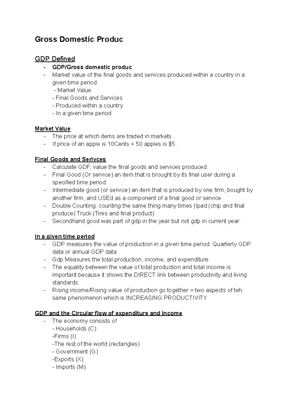Econ Chapter 4 - Summary Macroeconomics - Gross Domestic Produc GDP ...