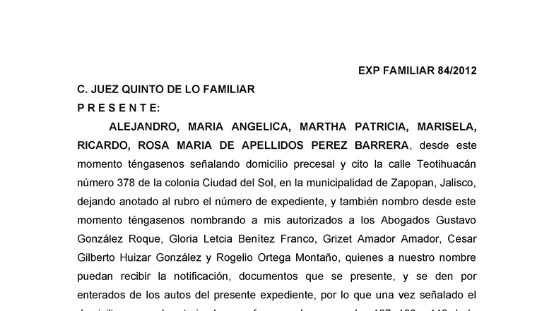 Renuncia de Derechos Hereditarios - EXP Familiar 84 - Studocu