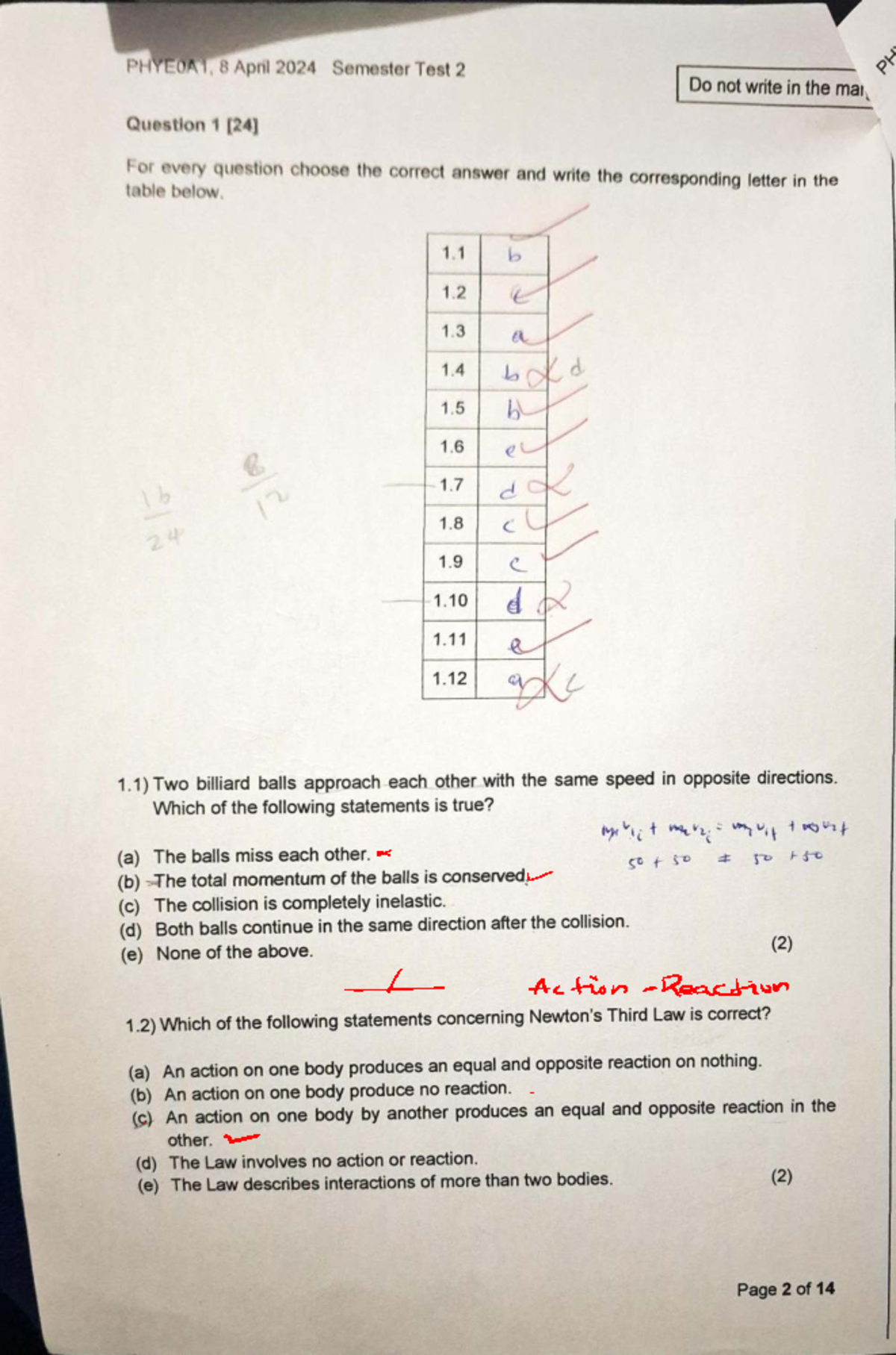 PHYE0A1 Semester Test 2 2024: Questions and Answers - Studocu
