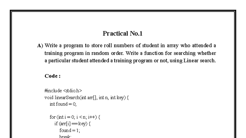 Practical Program DS: Student Attendance & Data Management Techniques ...