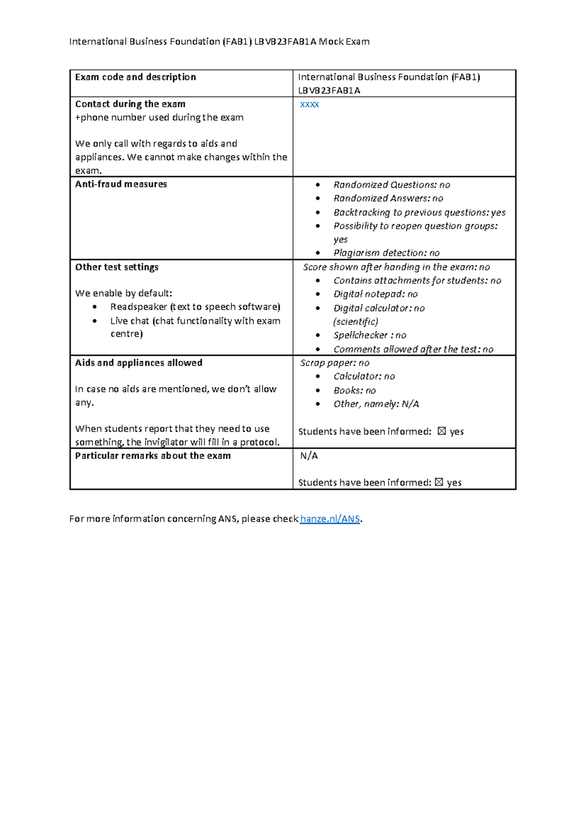 Mock Exam FAB1: Open Qs & Answers for International Business ...