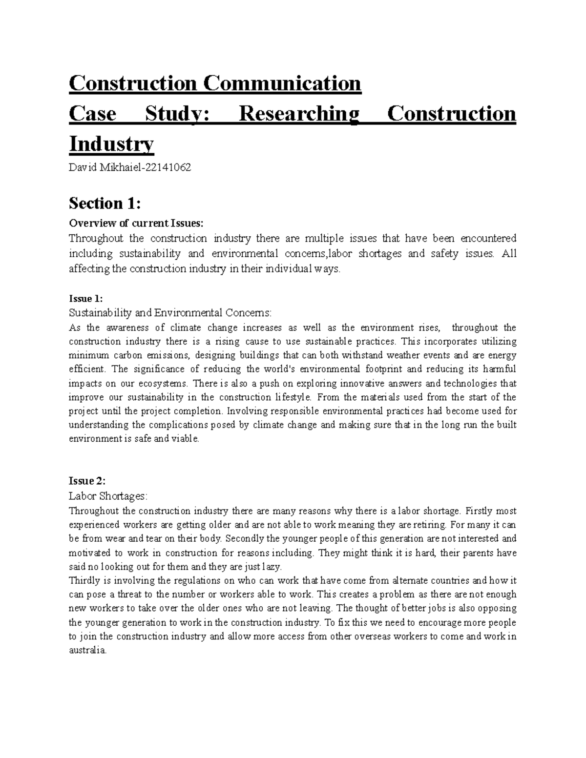 Construction Communication Case Study: Key Issues in Industry - Studocu