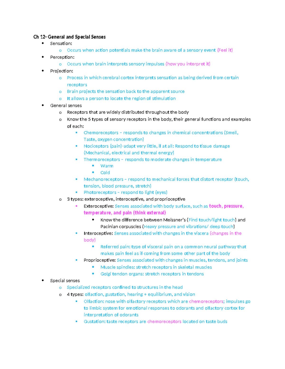 Study Guide for Exam 4: General & Special Senses, Endocrine System ...