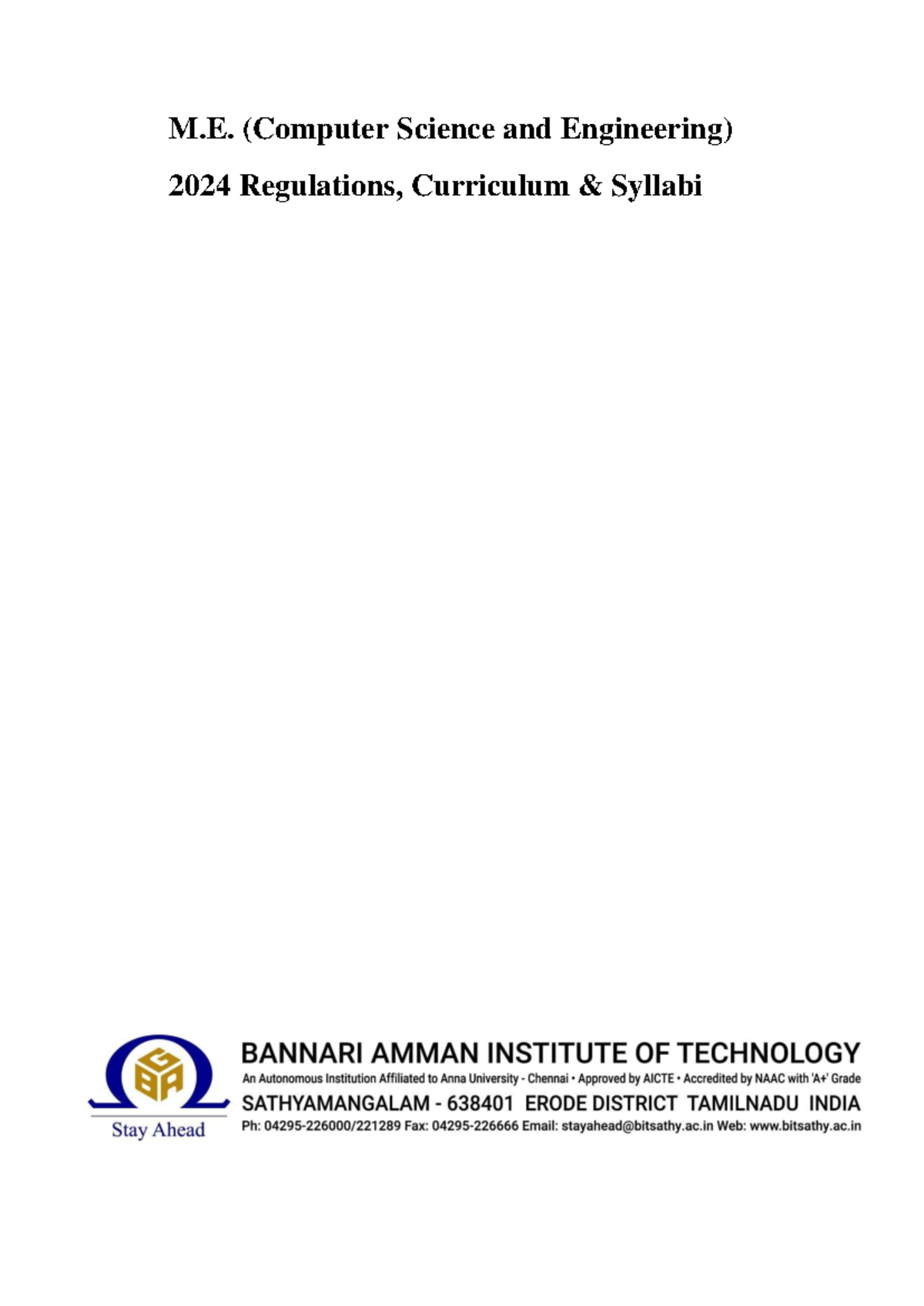 M.E. (CSE) 2024 Regulations and Curriculum Overview - Studocu