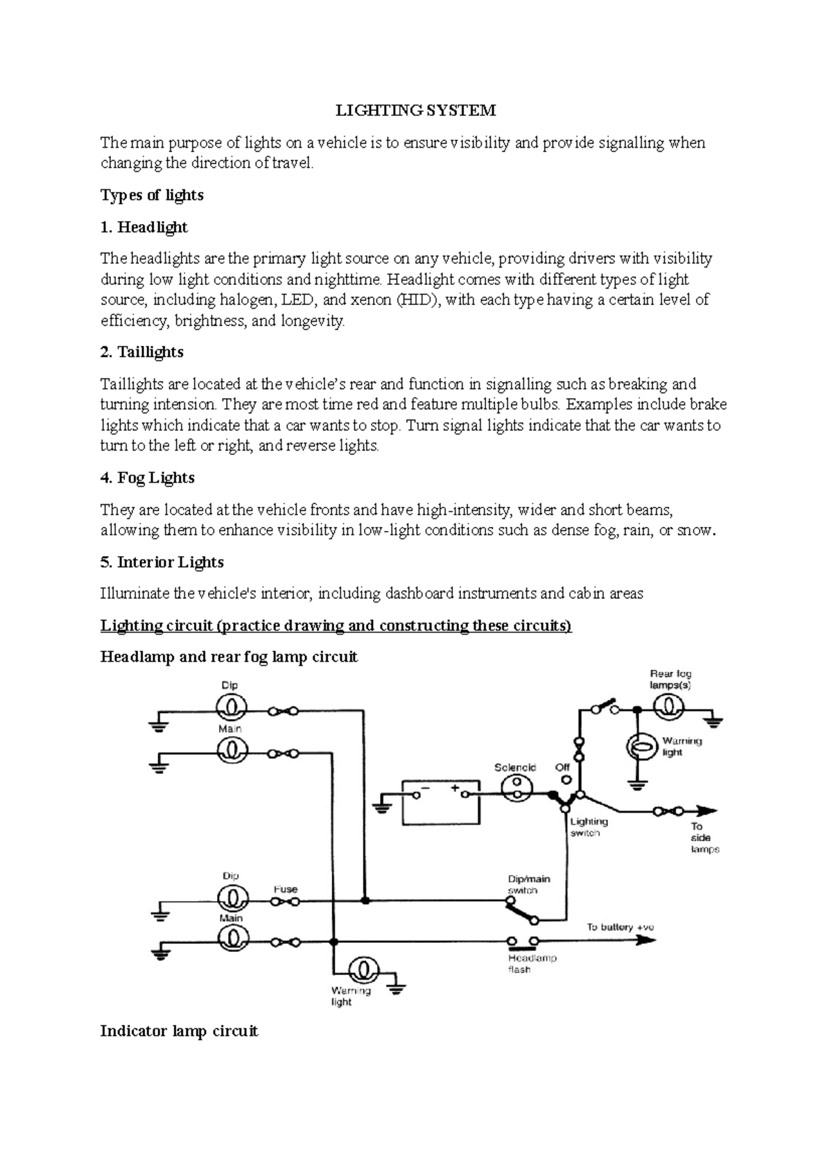 Lighting System Overview: Types, Components, and Functions - Studocu