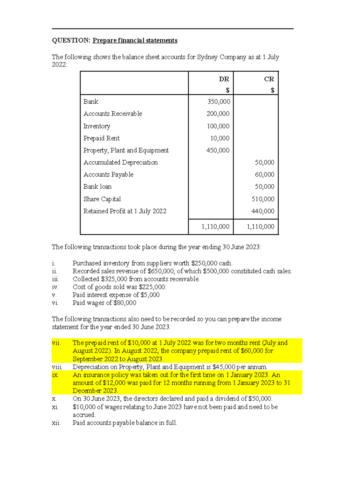 Q1 Financial Statement Preparation - QUESTION: Prepare financial ...