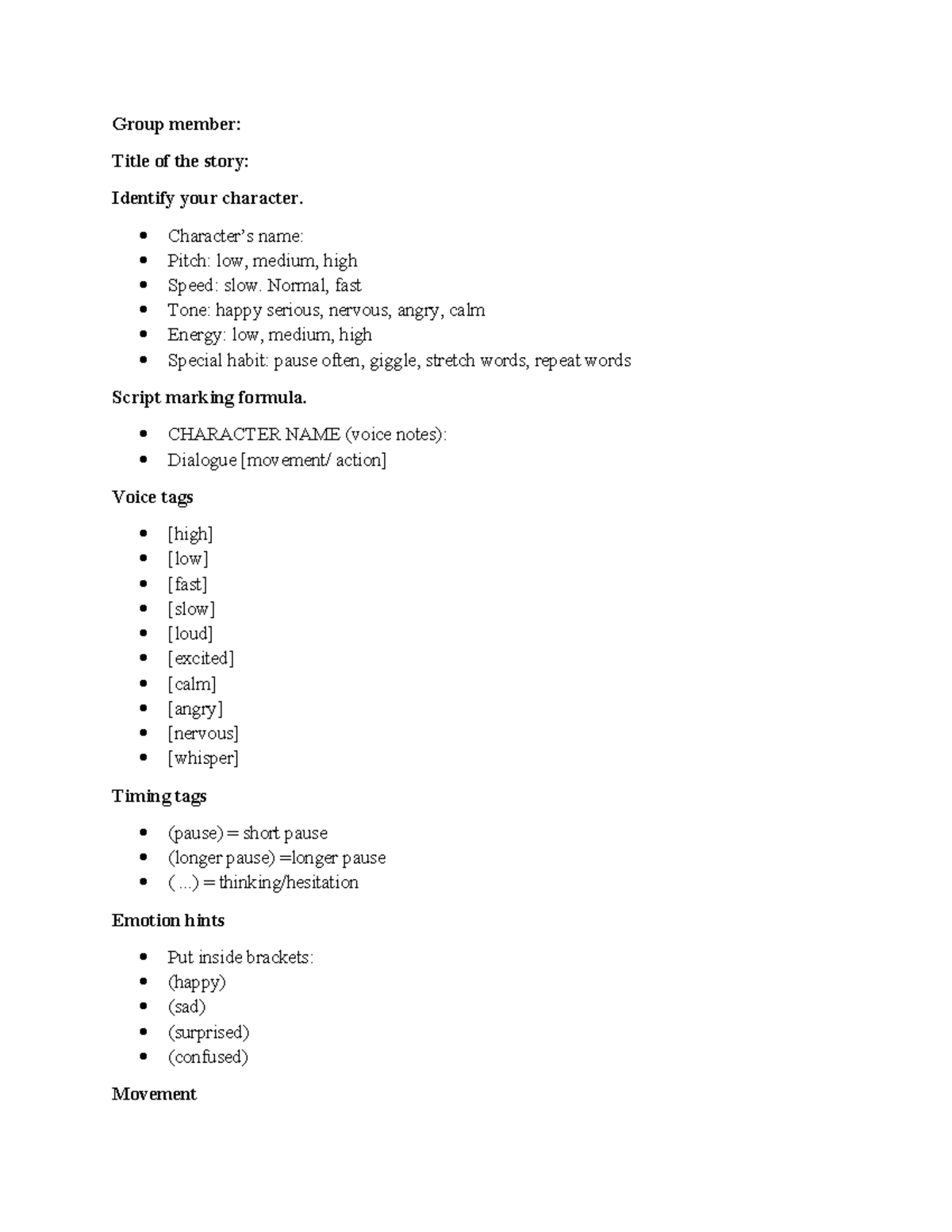Script Marking Guide for Voice Performance - Studocu