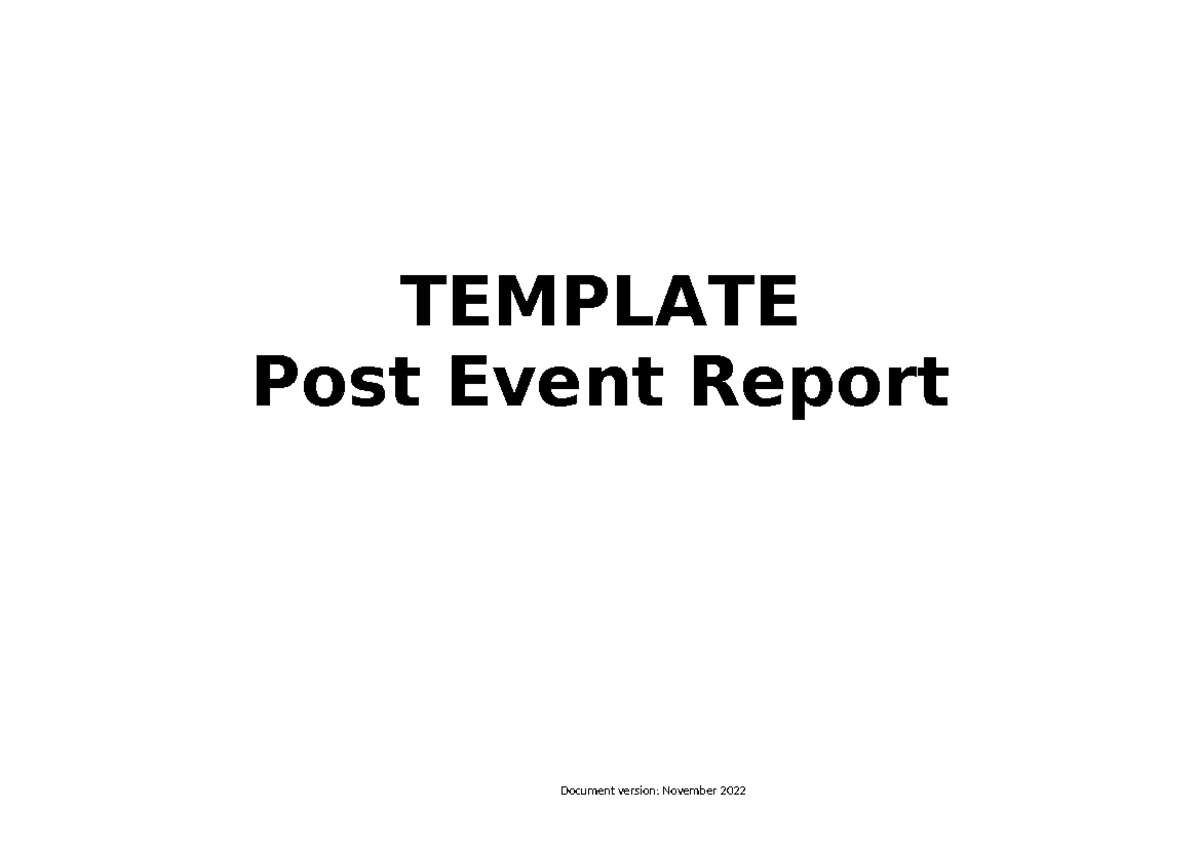 Post Event Report Template - Recommendations and Review Insights - Studocu