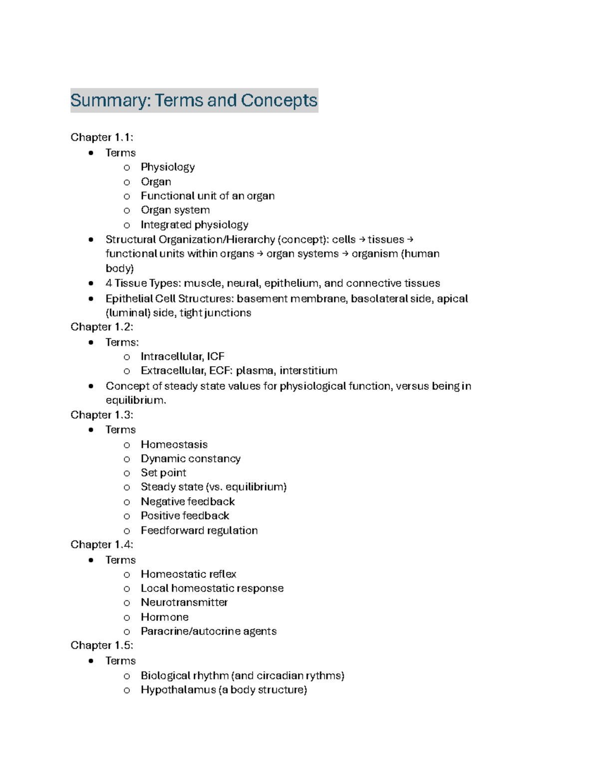Chapters 1-3 Terms and Learning activities - Summary: Terms and ...