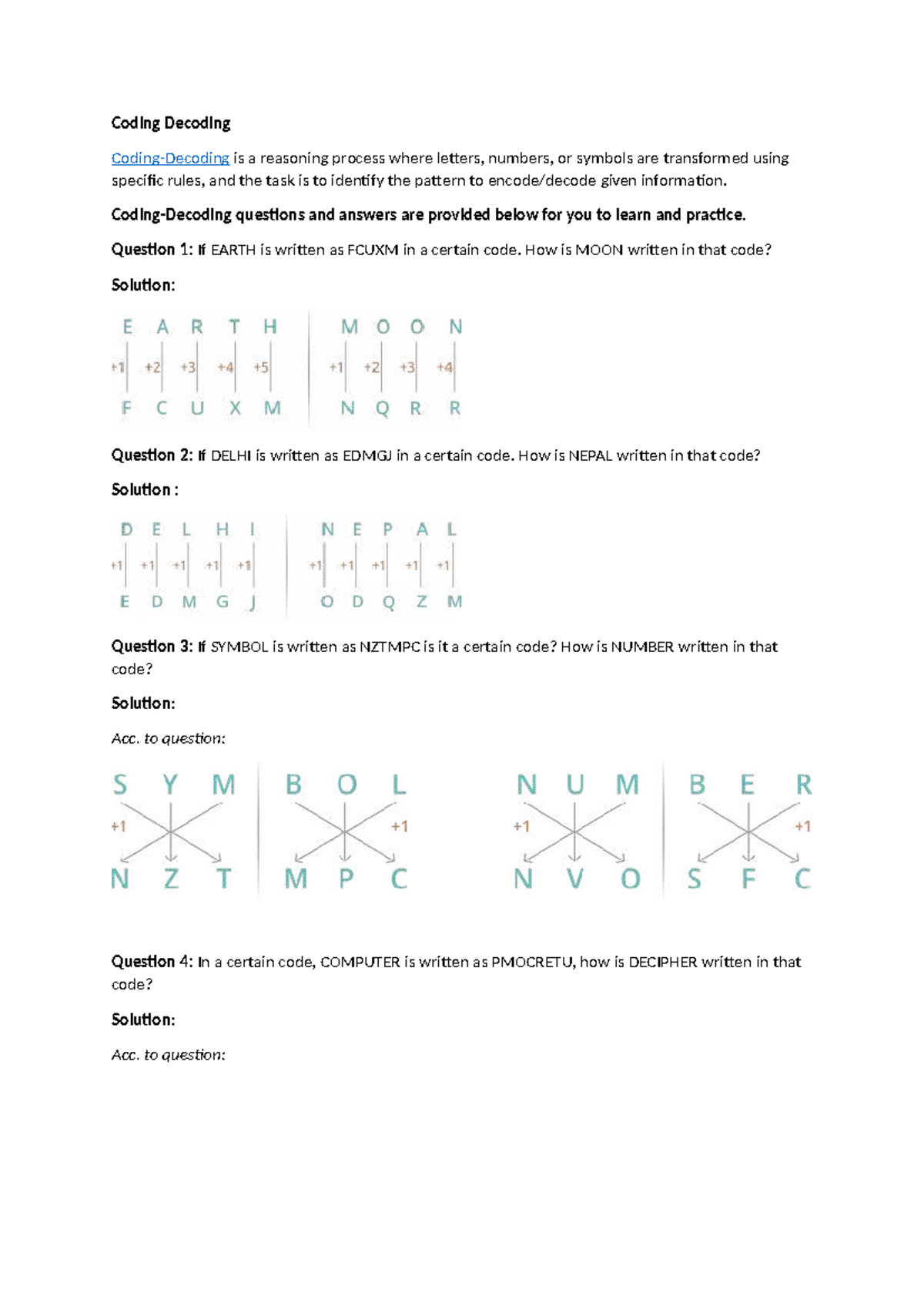 5.Coding and Decoding - Notes & Explanations for Reasoning - Studocu