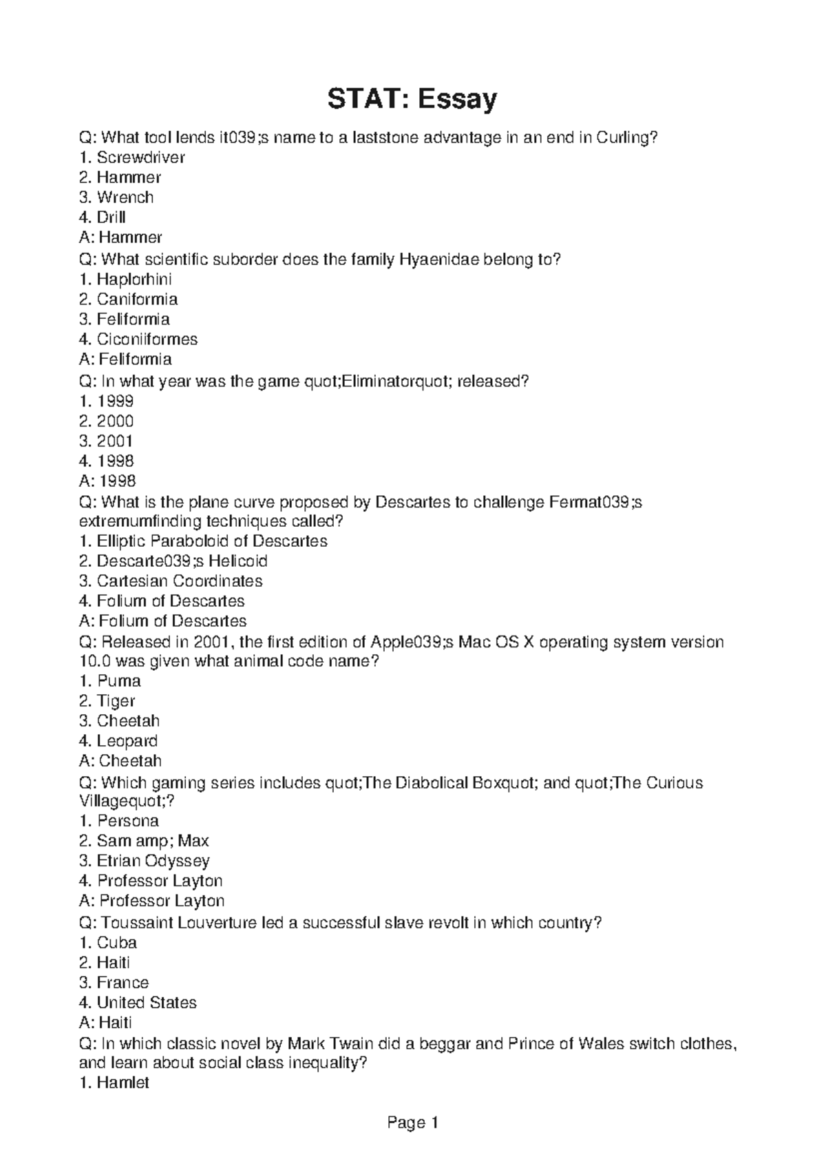 STAT260 Essay Assessment 3: Questions and Answers Guide - Studocu