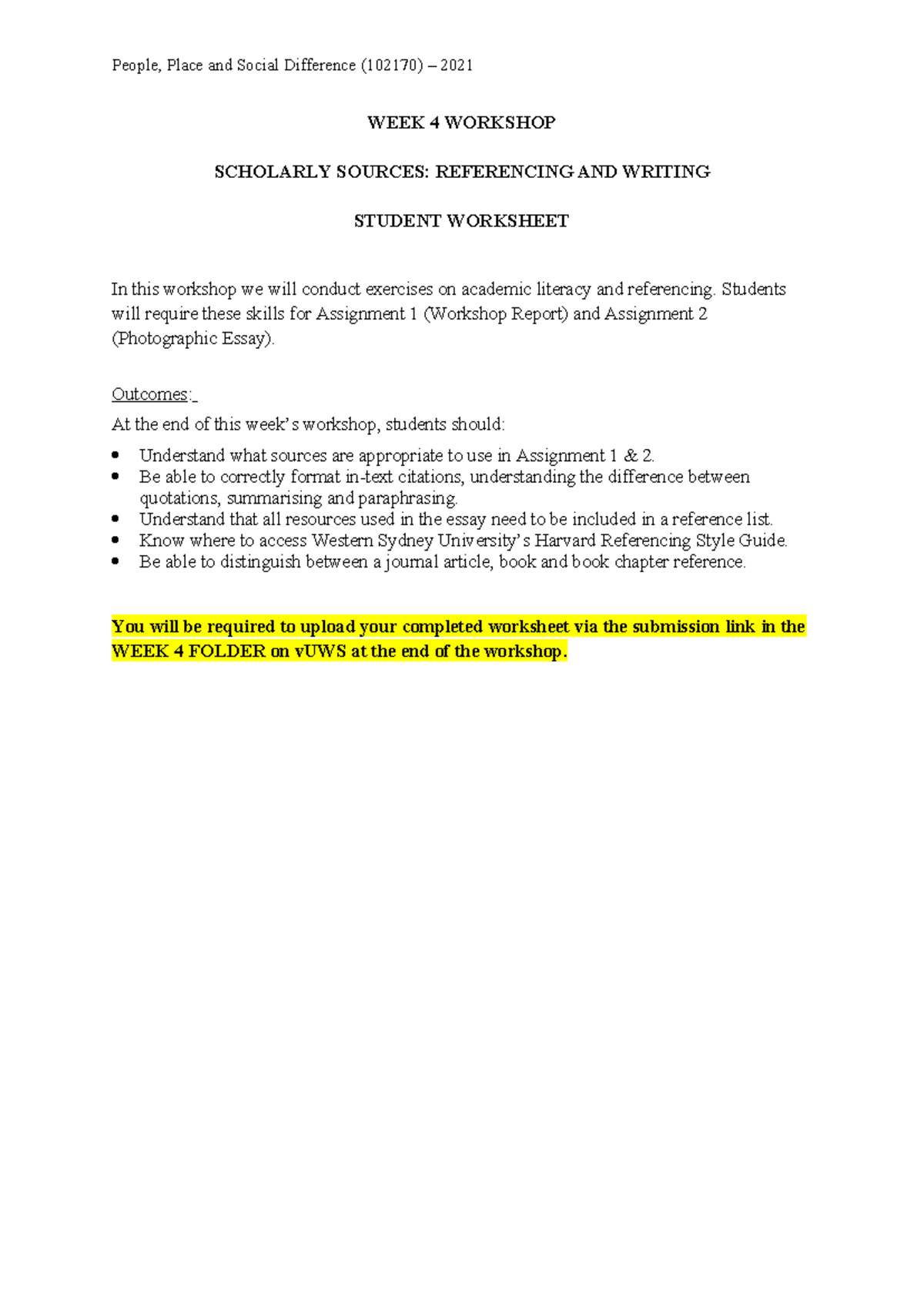 PPSD Week 4 Workshop - Student worksheet (2021) - WEEK 4 WORKSHOP ...