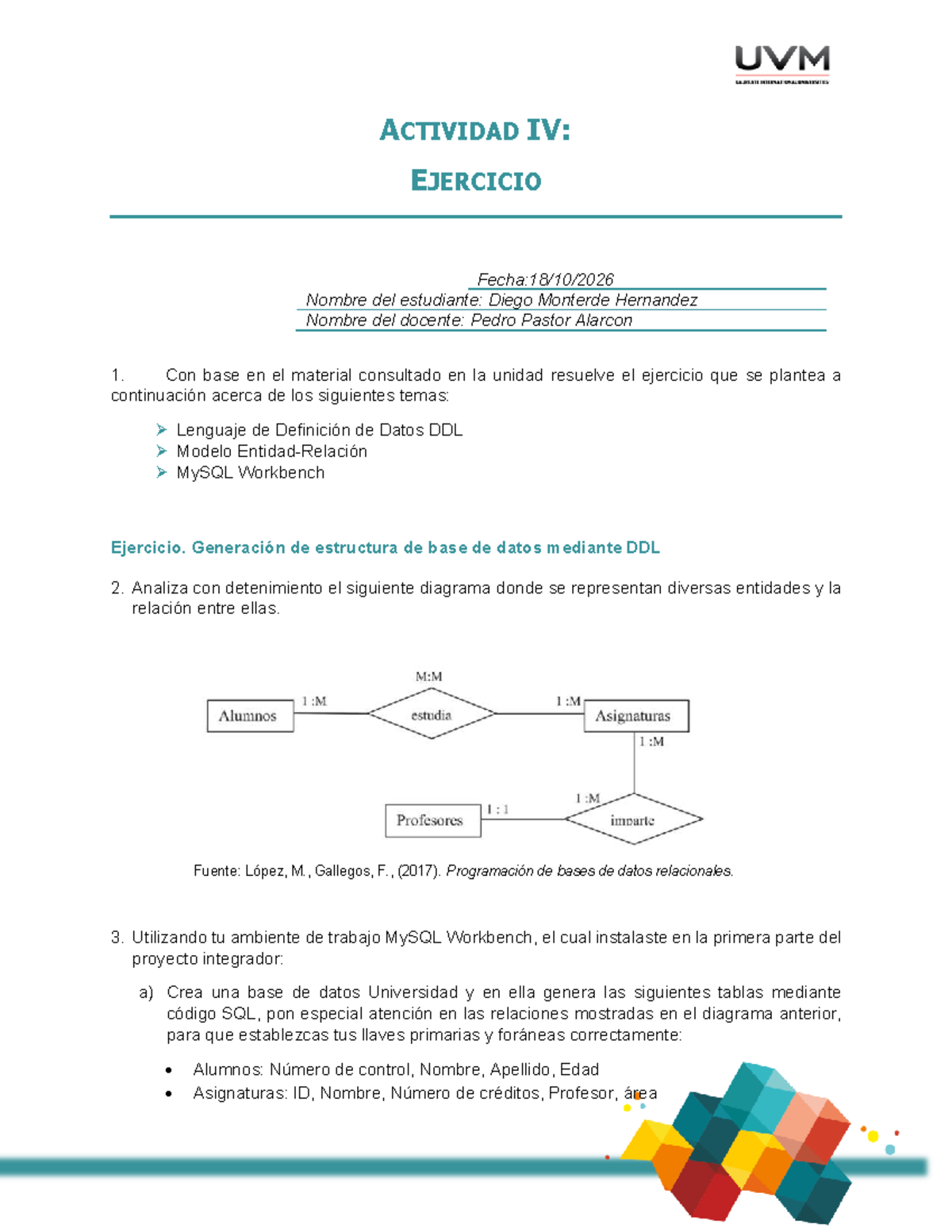 A4: Ejercicio sobre DDL y MySQL Workbench - Diego Monterde - Studocu