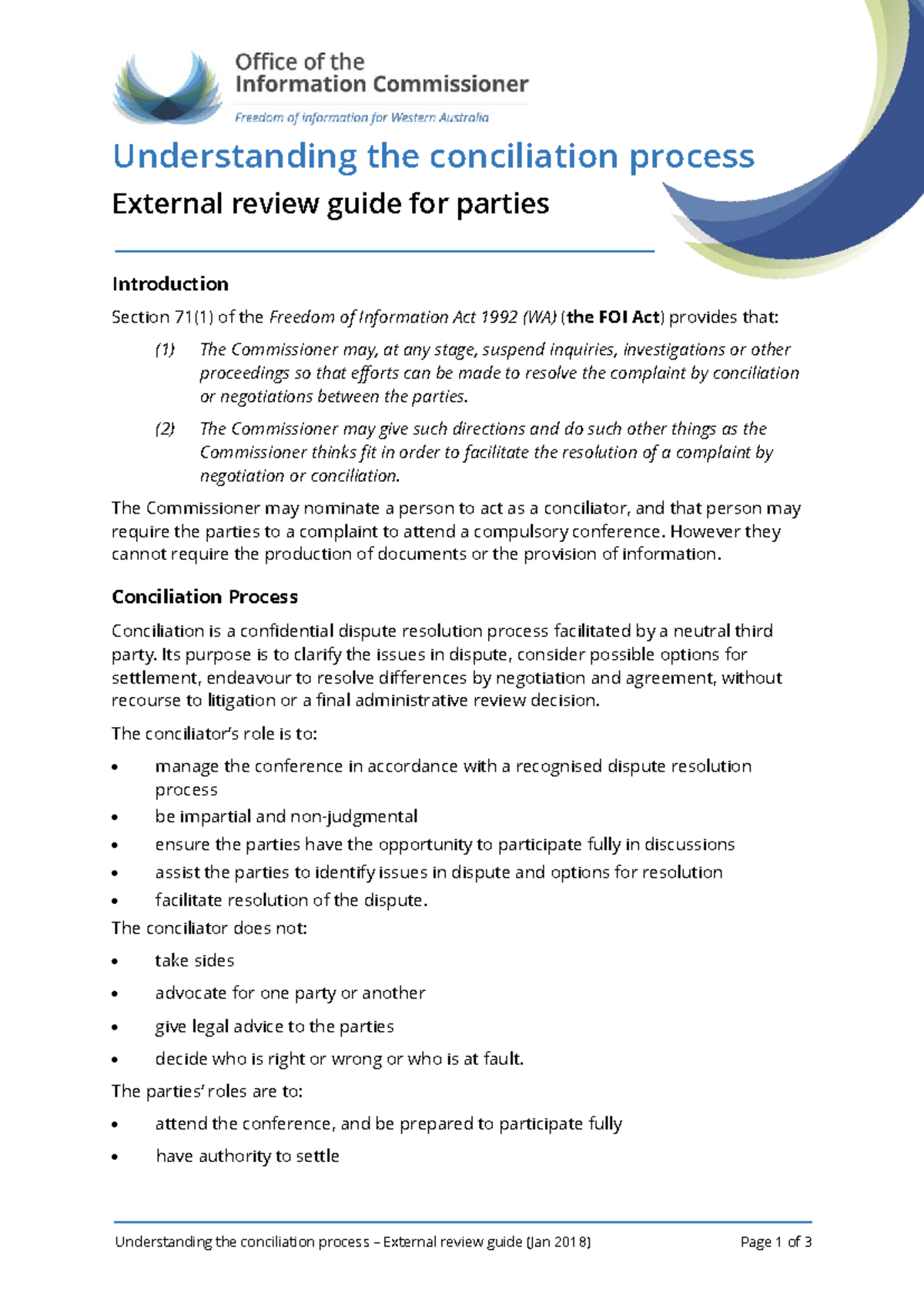 Conciliation Process Explained: External Review Guide (Jan 2018) - Studocu