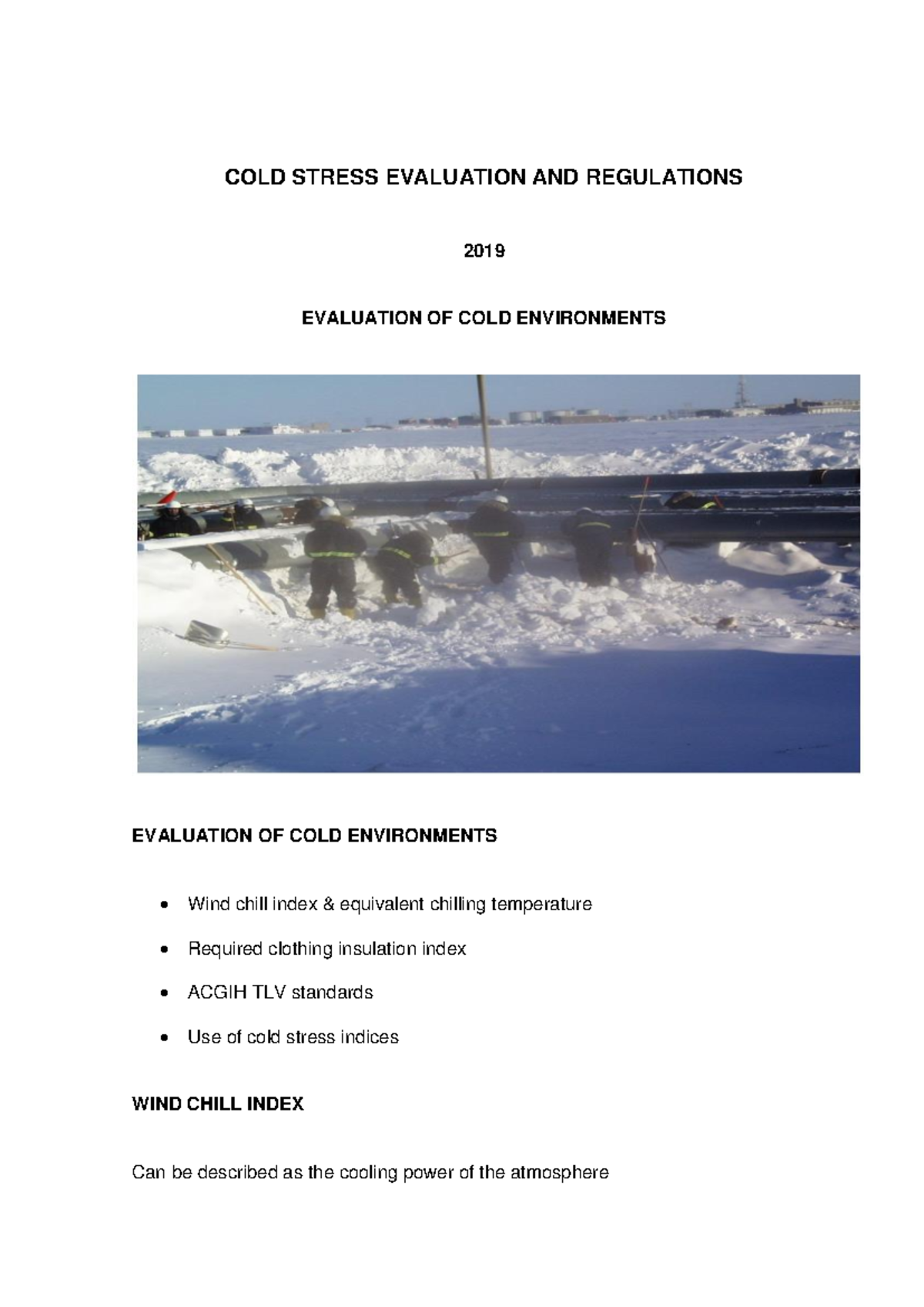 COLD Stress Evaluation & Regulations: Understanding Indices & Controls ...