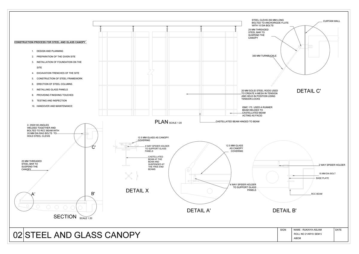 ABCM 21AR19: Steel and Glass Canopy Construction Process Guide - Studocu
