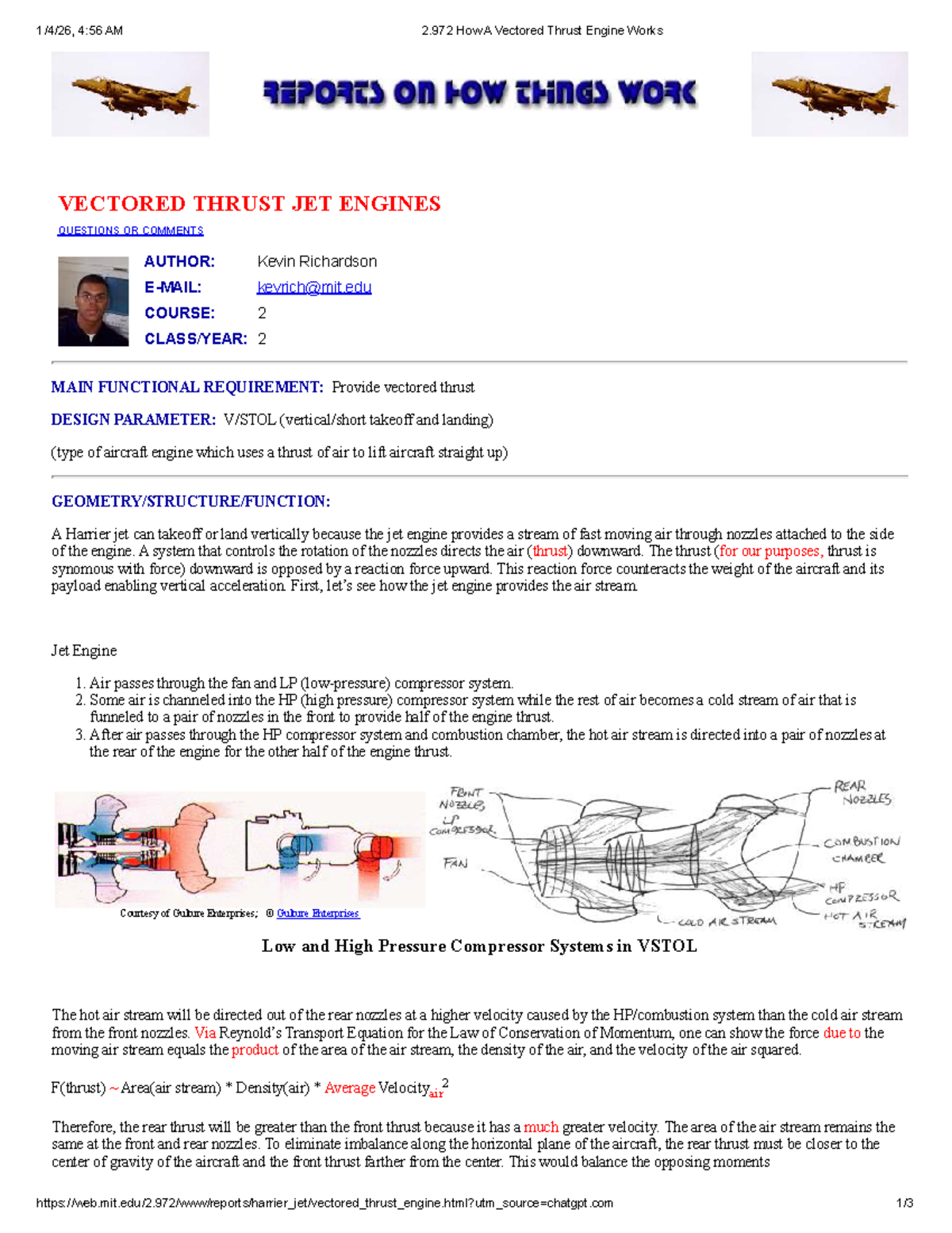 2.972 Lecture Notes: Understanding Vectored Thrust Engines - Studocu