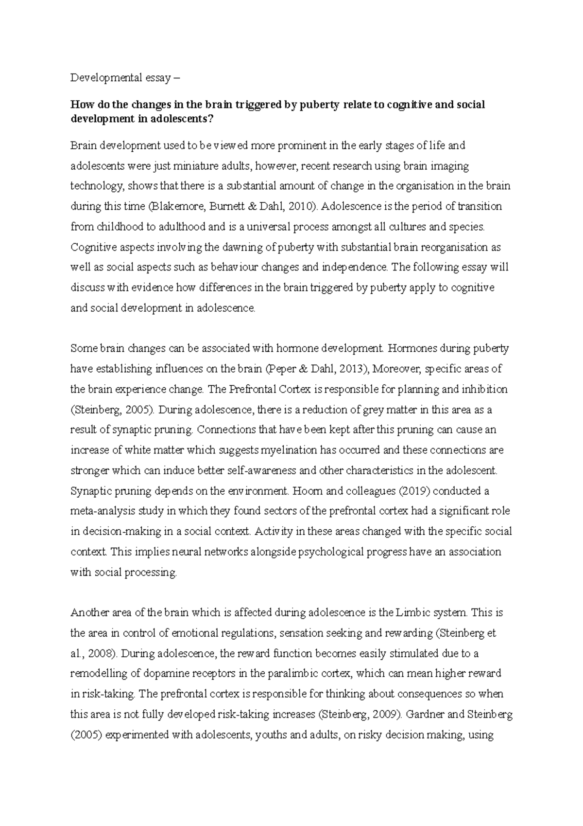 Developmental psychology essay copy - Developmental essay – How do the ...
