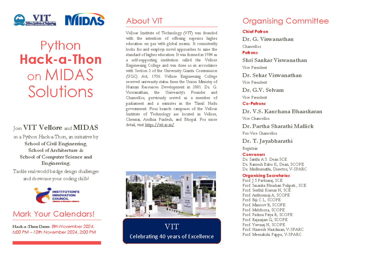 Python Hack-a-Thon on MIDAS Solutions - VIT Vellore Event Details - Studocu
