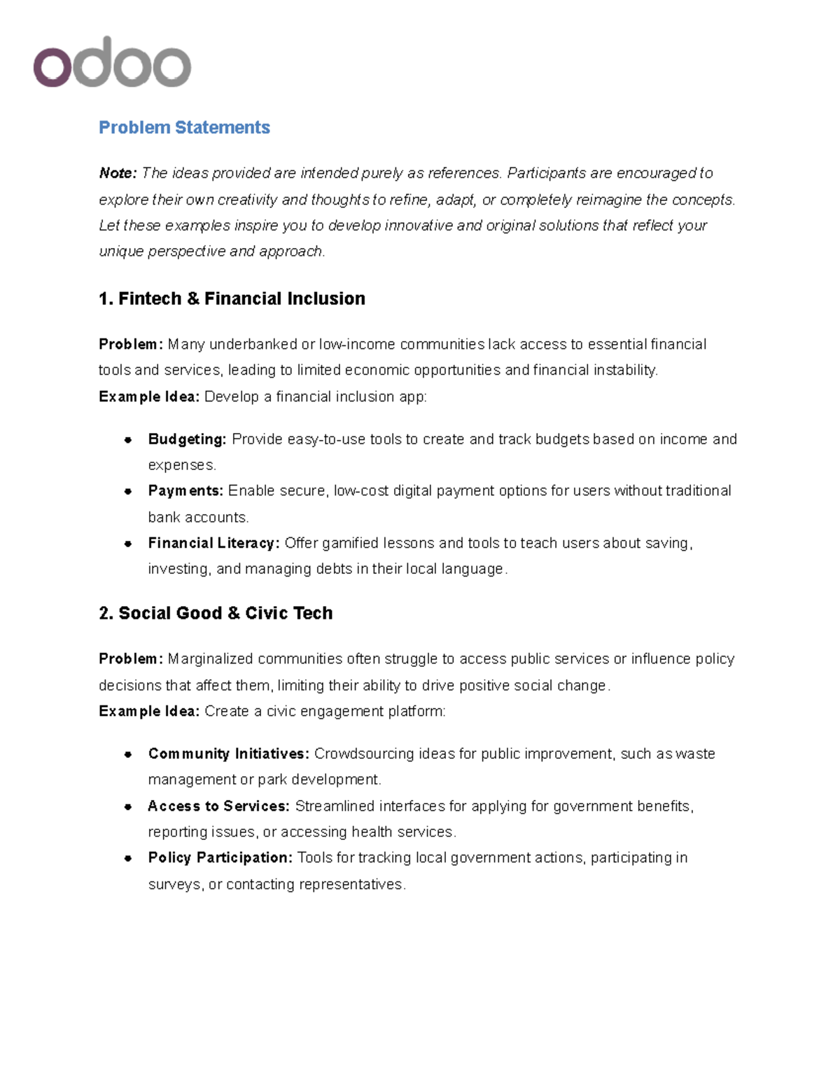 Odoo x Charusat Hackathon 2025: Problem Statements & Innovative ...
