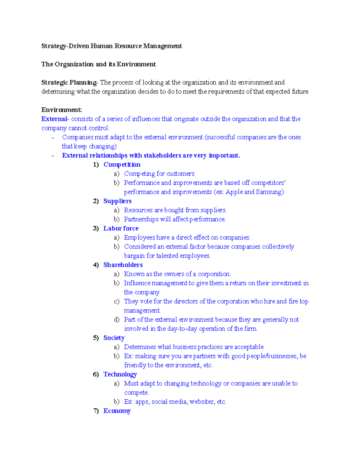 Human Resource Management Lecture Notes Chapter 2 and 3 - Strategy ...