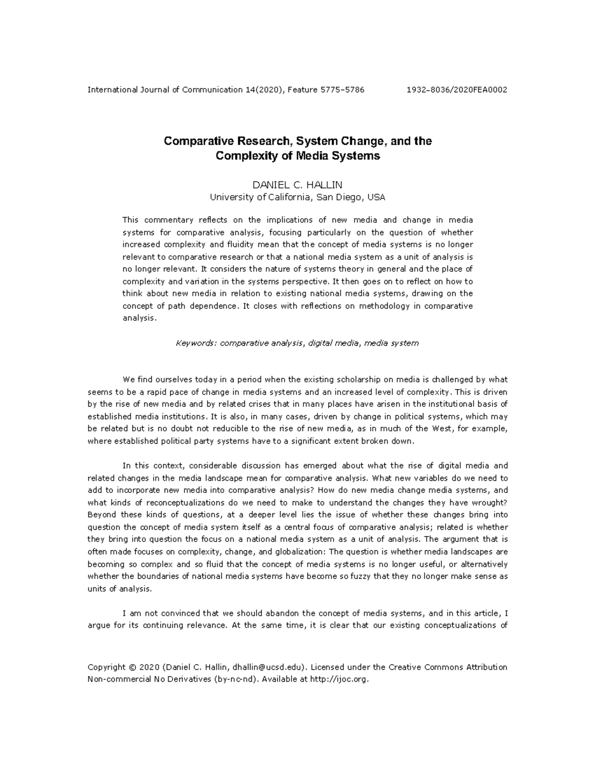 Comparative Research and Media Systems Complexity - Studocu