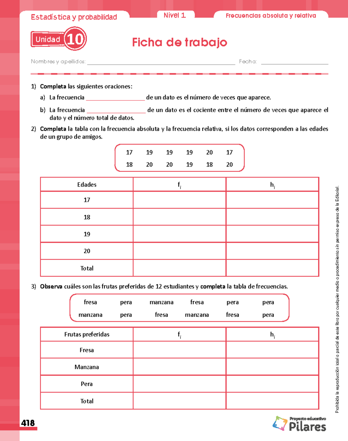 Tabla De Frecuencia Worksheet Exmen De Matemticas Tablas De Datos