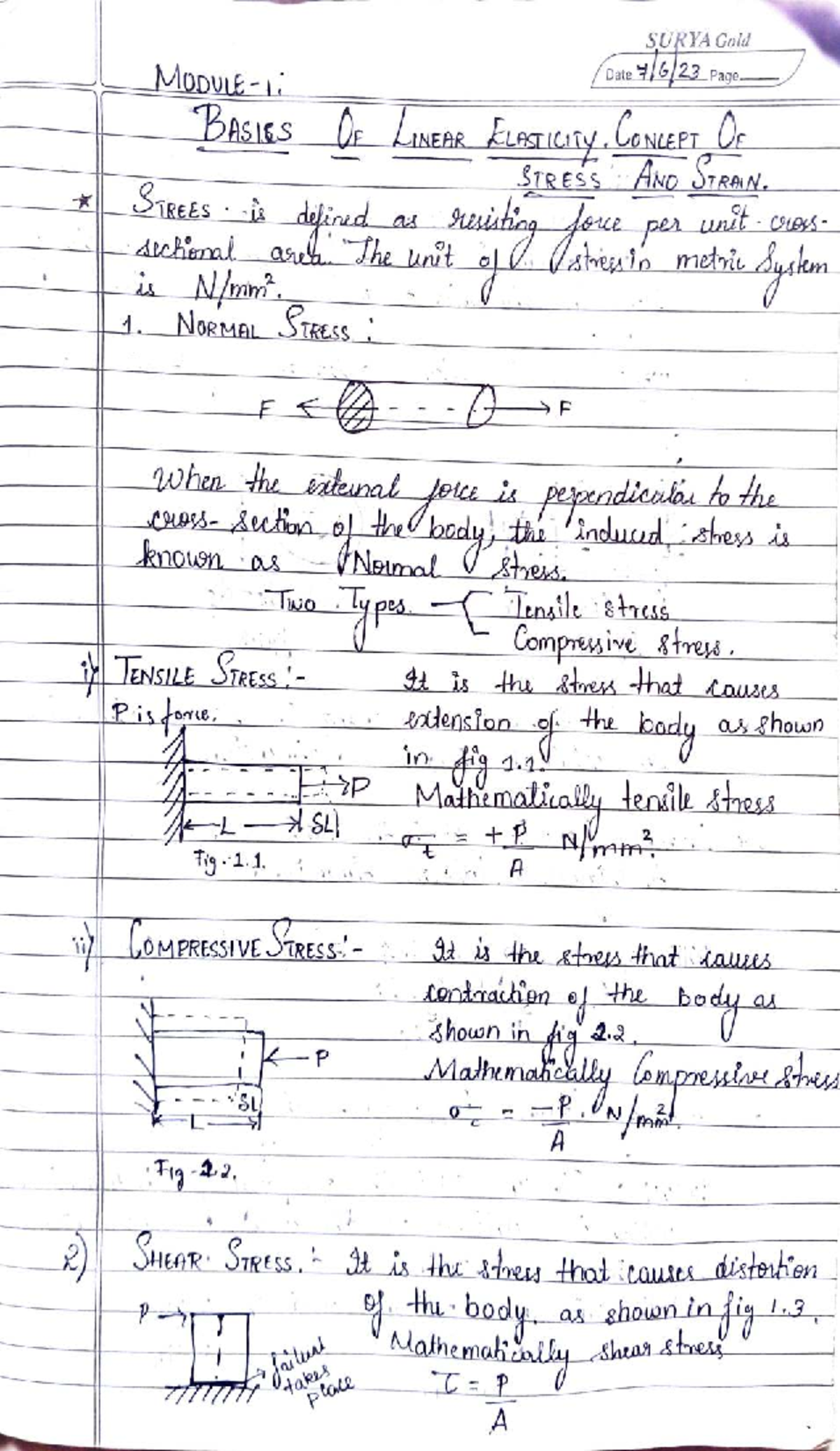 BASICS OF LINEAR ELASTICITY: STRESS AND STRAIN CONCEPTS (SURYA Gold ...