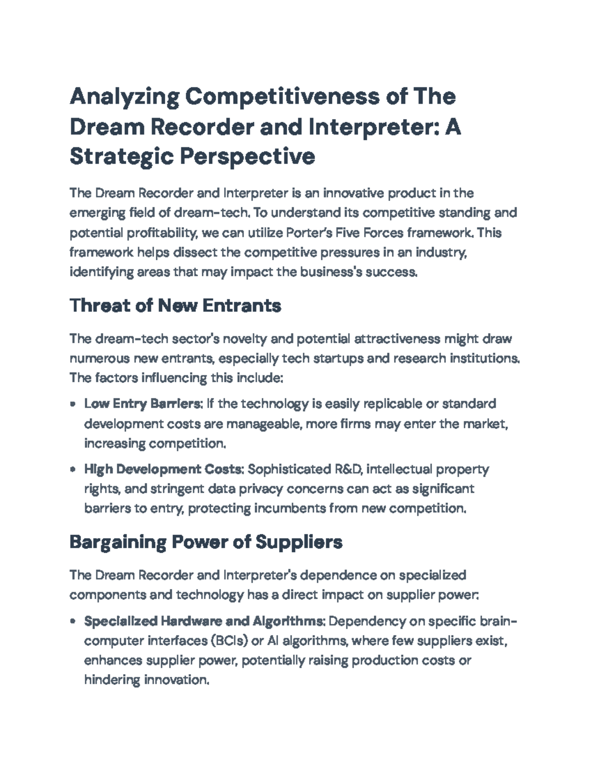 Strategic Analysis of The Dream Recorder and Interpreter in Dream-Tech ...