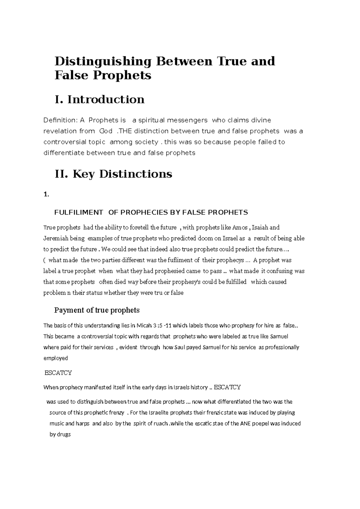 Distinguishing True vs. False Prophets: Key Insights and Analysis - Studocu