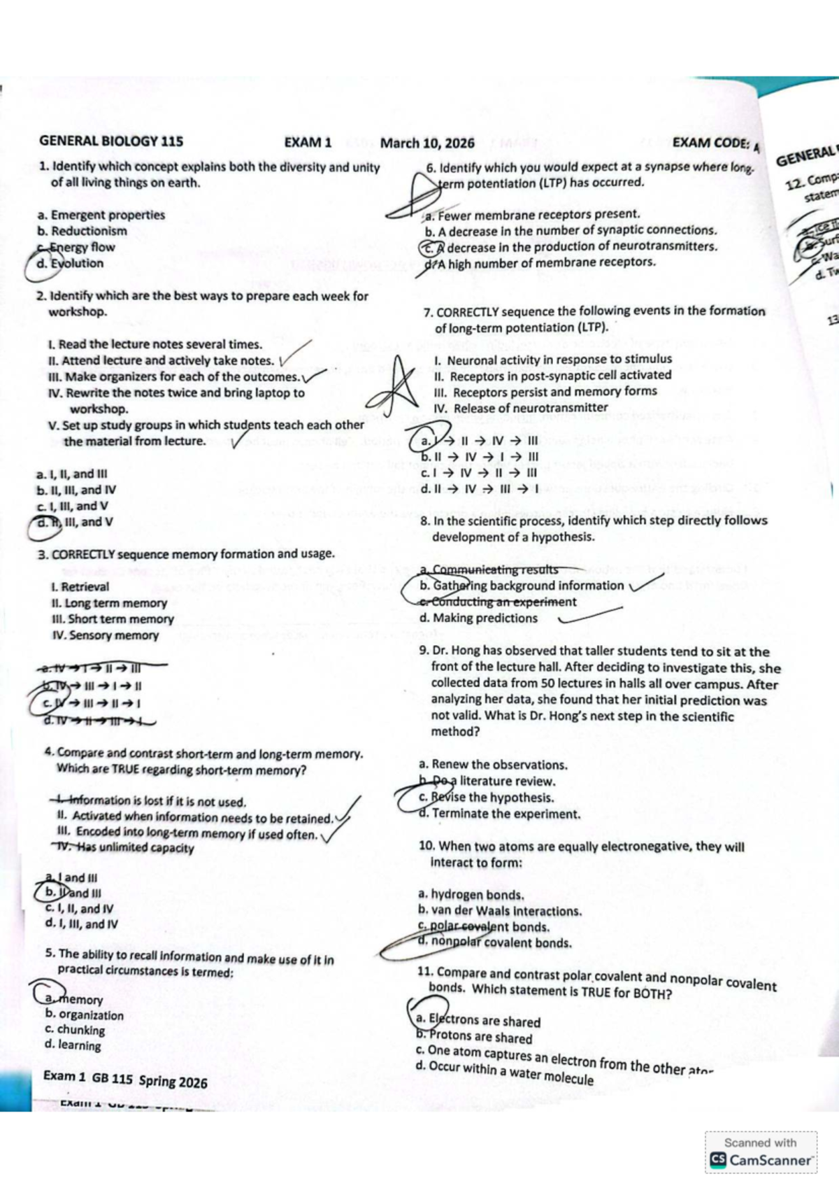 GENERAL BIOLOGY 115 EXAM 1 REVIEW NOTES - MARCH 2026 - Studocu