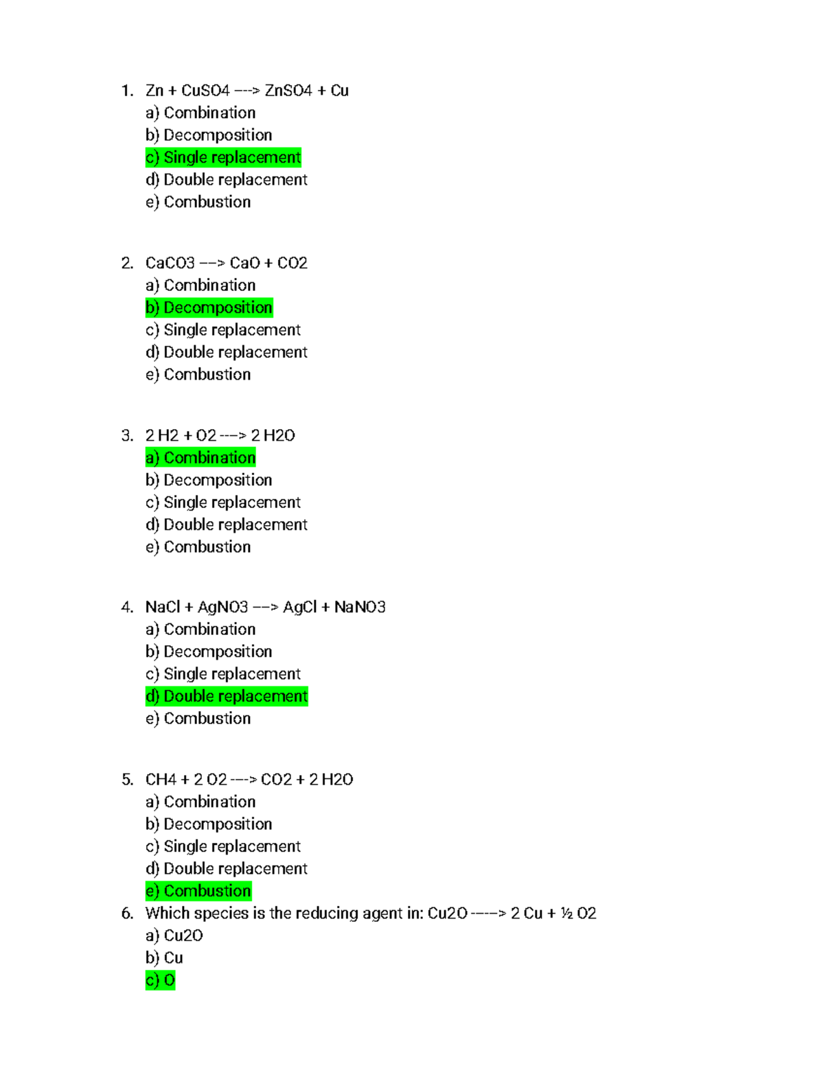 Midterm 2 Practice Exam Key: Chemical Reactions & Thermodynamics - Studocu