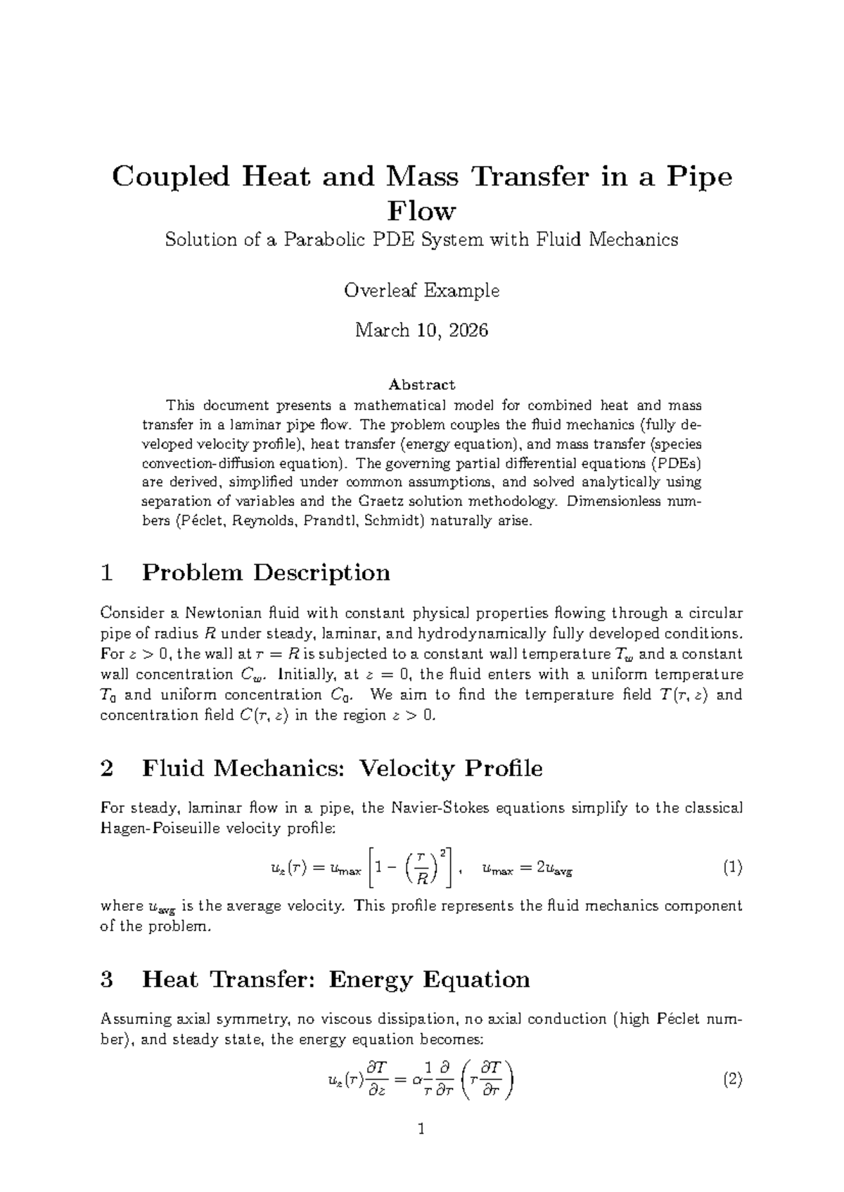 PDE Transport Phenomena: Coupled Heat & Mass Transfer in Pipe Flow ...