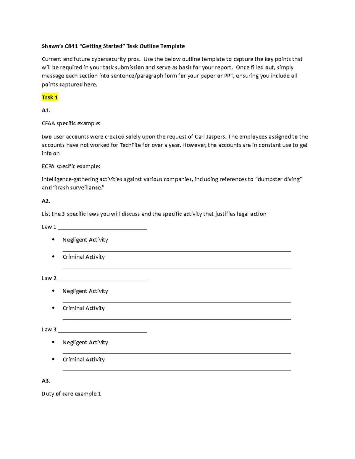 C841 Task 2 Template (IHP4) - Western Governors University Legal Issues ...