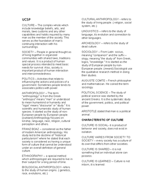 Week 002 Defining Culture and Society - Week 2 People of the same ...