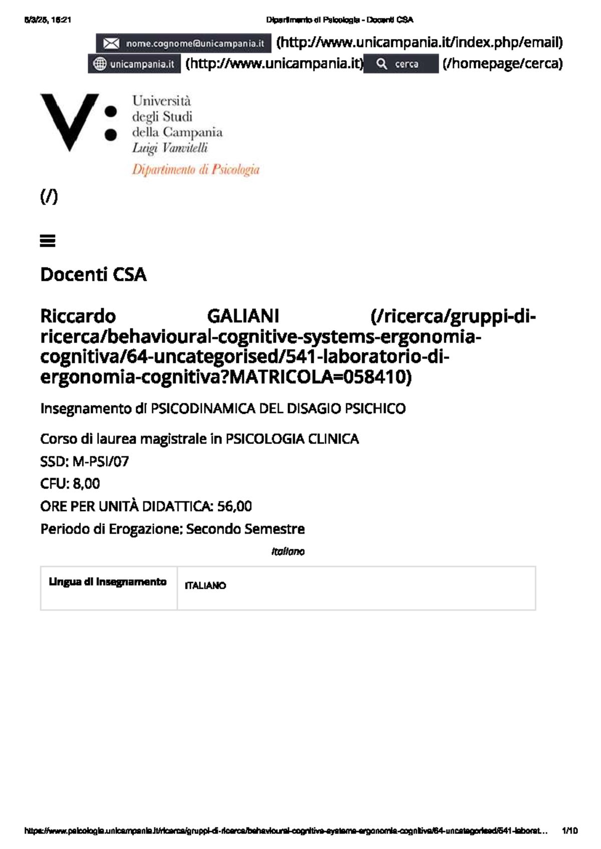 PDDP - RETÑM,GWGWPKEGJWODFJVSDO9JVIDF - 6/3/25, 16:21 Dipartimento di ...