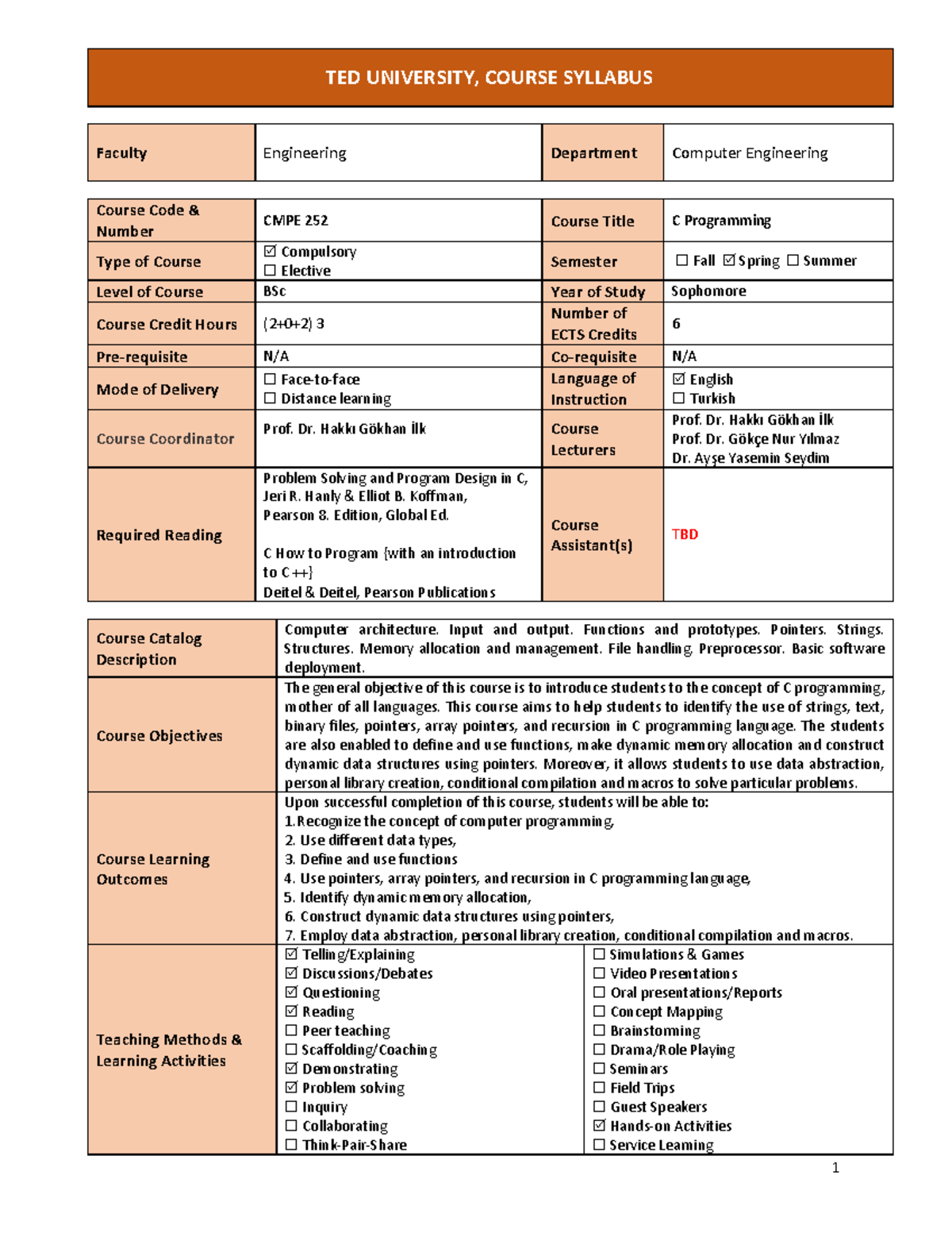 CMPE 252 C Programming Course Syllabus - Spring 2026 - Studocu