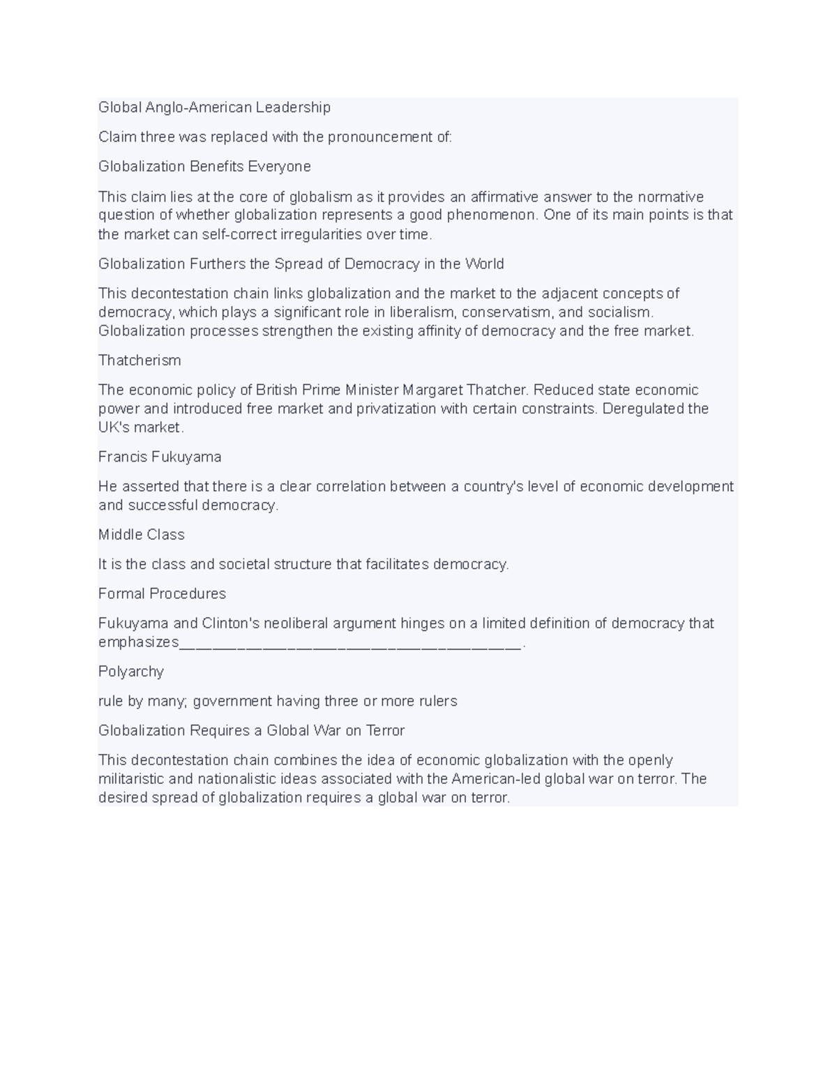 Globalization and its impact on democracy and economic policies - Studocu