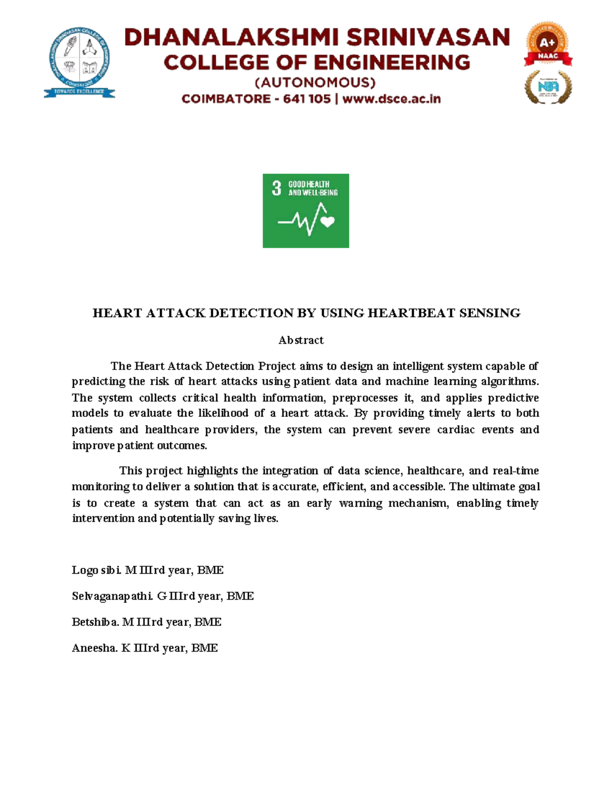 BME Heart Attack Detection System: Predictive Analytics Project - Studocu