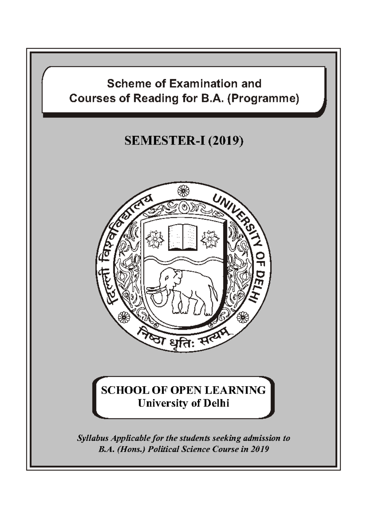 B.A. Political Science Program Notes - Semester I (2019) Overview - Studocu