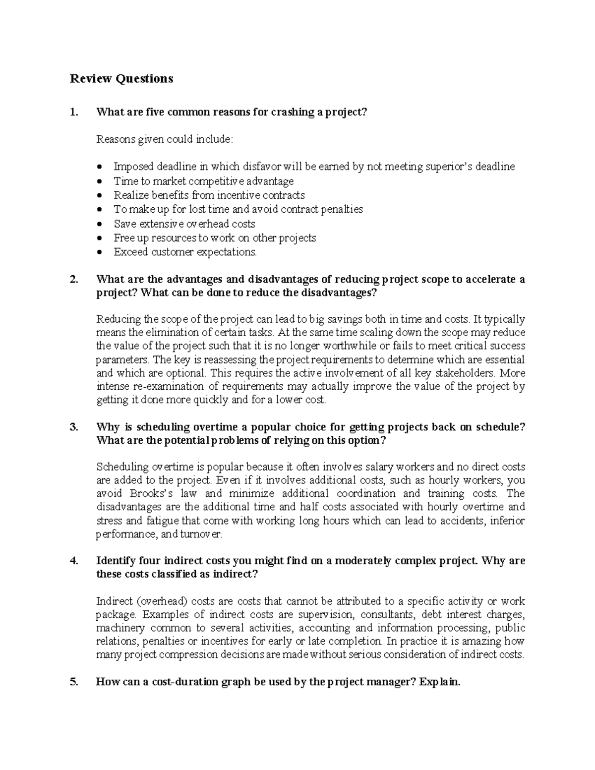 Project Management Review Questions & Insights (PM 2024) - Studocu