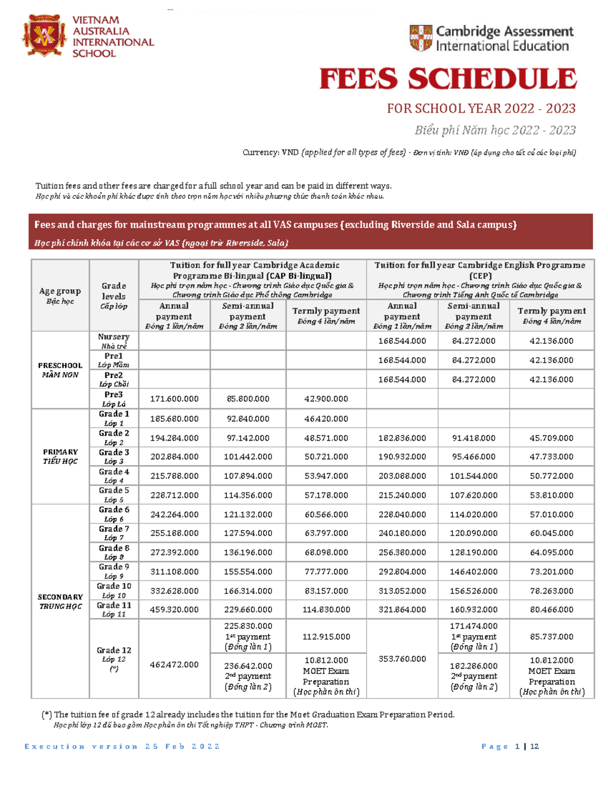Financial Policy Overview SY 2022-2023 - CEP.CAP.CAP Inter Fees - Studocu